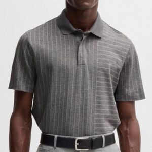 HUGO BOSS - MERCERIZED-COTTON POLO SHIRT WITH MIXED STRIPES